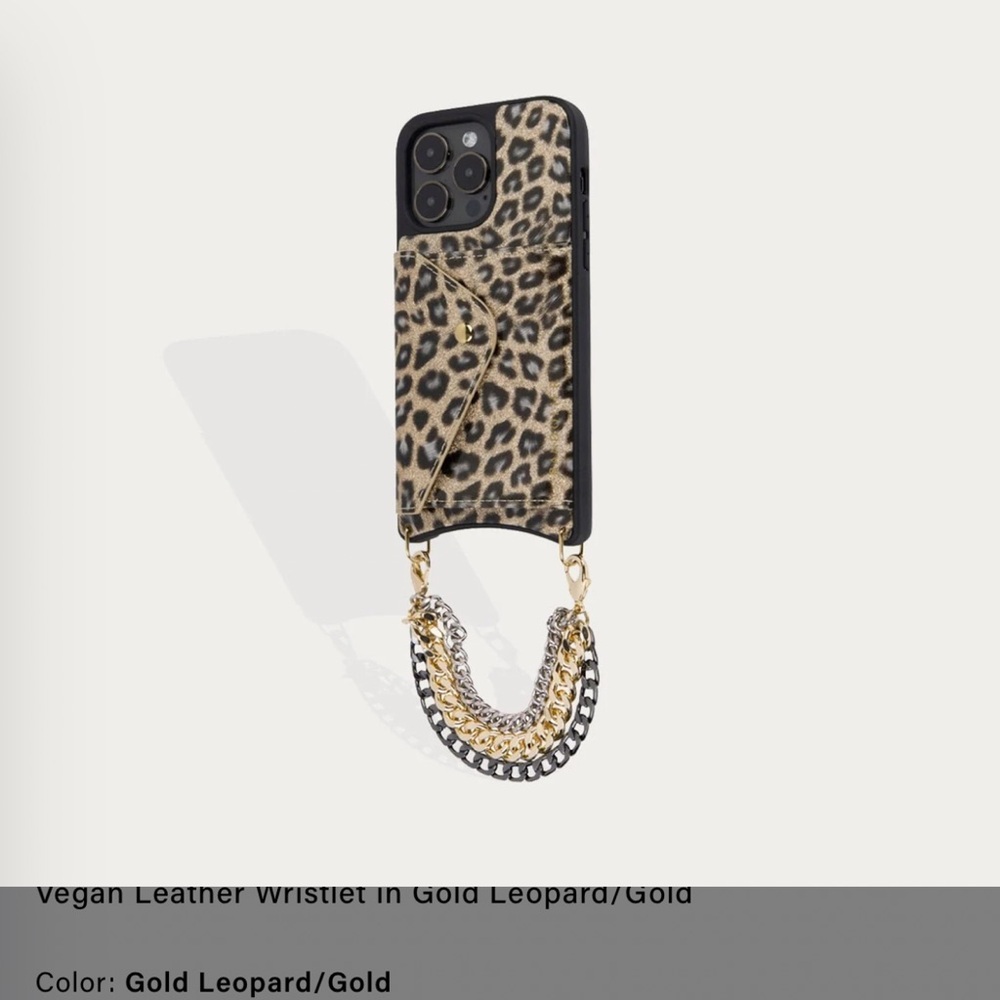 Bandolier Sabrina Vegan Wristlet in Leopard/Gold for the iPhone 14 Plus